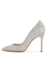 Silver Glitter Pointed Toe Stiletto Heel Pumps For Wide Feet